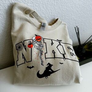 Nike Beige Sweatshirt with Halloween Graphics